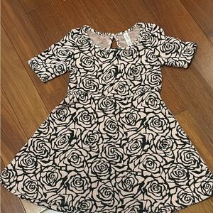 Xhilaration Black and Cream Rose Pattern Kids Dress
